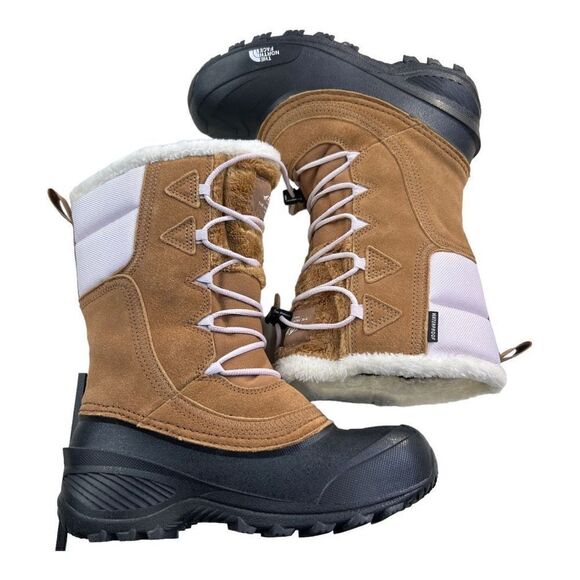 The North Face Girls Faux Fur Leather Shellista Lace IV Snow Boots Brown Size 4 - Picture 6 of 7